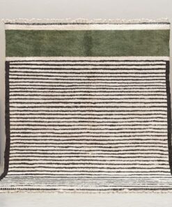 Alternative view of Sotour – Green and Black Moroccan Rug | Beni Ourain Striped  Rug – Custom Sizes