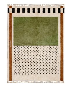 Tagant– Custom Beni Ourain Moroccan Rug – Olive Green & White Dotted Rug