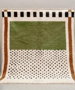Alternative view of Tagant– Custom Beni Ourain Moroccan Rug – Olive Green & White Dotted Rug