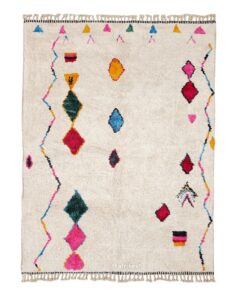 Tarez –  Beni Ourain Moroccan Rug- Colorful Geometric Azilal Carpet