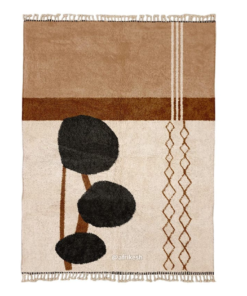 Tazemmurt – Beige And Black Moroccan Rug – Beni Ourain Abstract Custom Rug