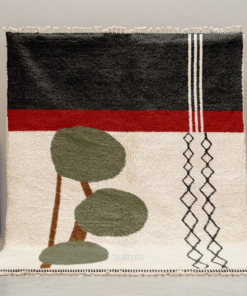 Alternative view of Tazemmurt – Black And Green Moroccan Rug – Beni Ourain Abstract Custom Rug