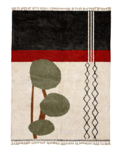 Tazemmurt – Black And Green Moroccan Rug – Beni Ourain Abstract Custom Rug