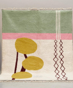 Alternative view of Tazemmurt – Sage Green And Yellow Moroccan Rug – Beni Ourain Abstract Custom Rug