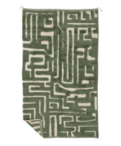 Tazgzout – Dark Green And White Mororccan Rug – Beni Mrirt Tufted Rug