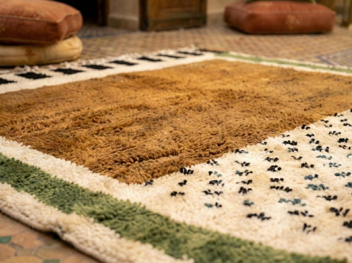 Timsal – Beni Ourain Custom Moroccan Rug – White and Brown Dotted Rug - Image 5