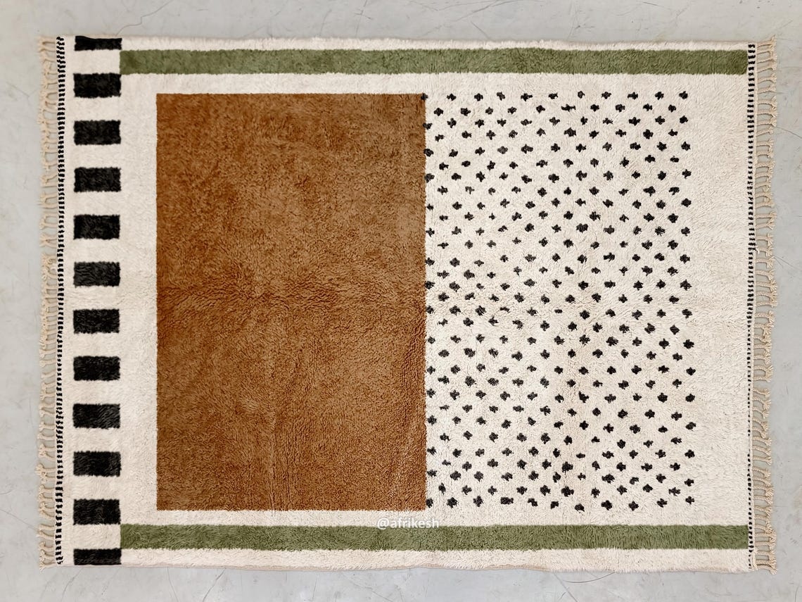 Timsal – Beni Ourain Custom Moroccan Rug – White and Brown Dotted Rug - Image 7