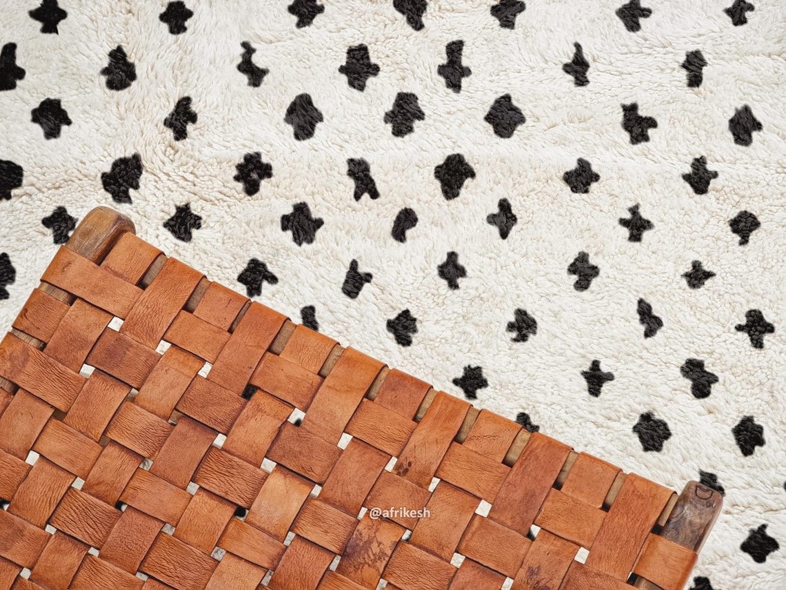Timsal – Beni Ourain Custom Moroccan Rug – White and Brown Dotted Rug - Image 6
