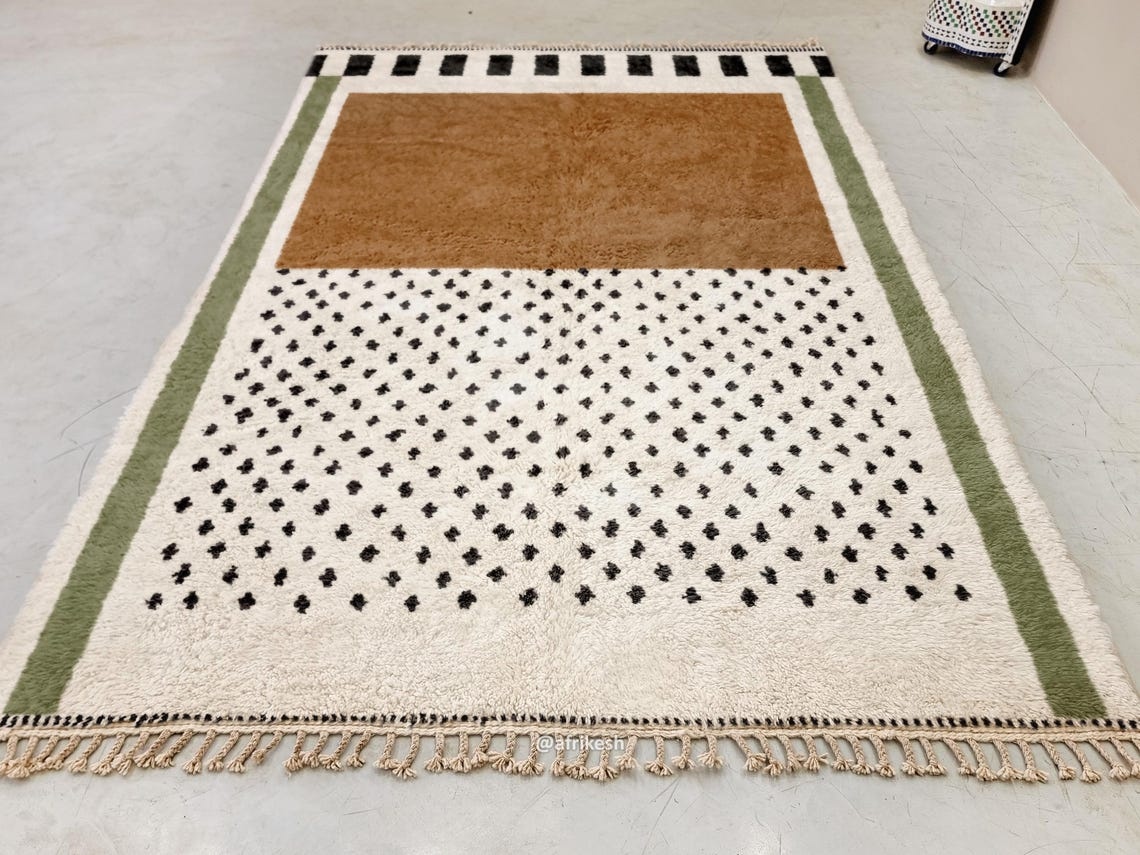 Timsal – Beni Ourain Custom Moroccan Rug – White and Brown Dotted Rug - Image 4