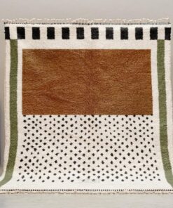 Alternative view of Timsal – Beni Ourain Custom Moroccan Rug – White and Brown Dotted Rug