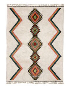 Tiwizi– Moroccan Beni Ourain Artistic Rug- Colorful Geometric Azilal Carpet