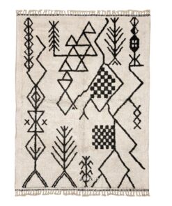 Tizerzit – Moroccan Beni Ourain Artistic Rug- Black and White Azilal Carpet