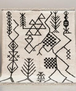 Alternative view of Tizerzit – Moroccan Beni Ourain Artistic Rug- Black and White Azilal Carpet