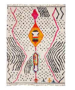 Zayna – Moroccan Beni Ourain Artistic Rug- Colorful Geometric Azilal Carpet