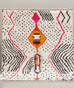 Alternative view of Zayna – Moroccan Beni Ourain Artistic Rug- Colorful Geometric Azilal Carpet