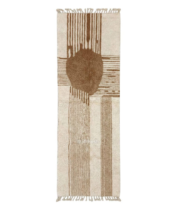 Nawat – Brown & White Moroccan Rug – Beni Ourain Striped Runner