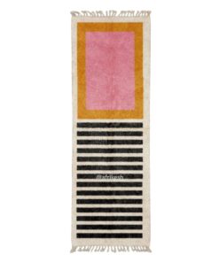 Sollam – Pink & Orange Moroccan Rug – Custom Beni Ourain Runner with Black Stripes