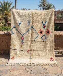 Alternative view of Aksil-    Azilal Off White & Blue Rug 5x8 - Vintage Moroccan Rug- Geometric Carpet