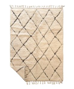 Rafaf – Cream And black Moroccan Rug – Berber Beni Ourain Tufted Carpet 5x6