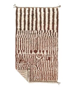 Shawia - Brown And White Moroccan  Rug - Beni Ourain Stirped Carpet 5x8
